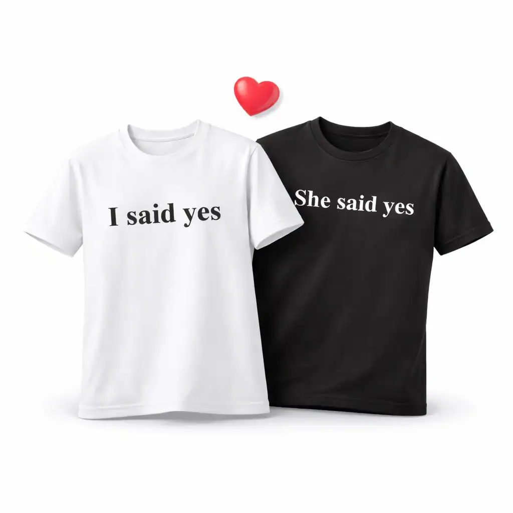 I said yes und She said yes T-Shirts, Textildruck, personalisierte Kleidung, Hochzeitsgeschenk, Paar.