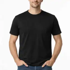 Schwarzes Herren T-Shirt „Only You“ ohne Druck – Vorderansicht auf Model